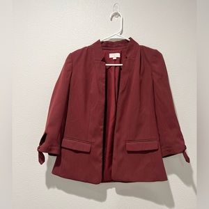 Loft Maroon Blazer with Tie Sleeve Size XSP